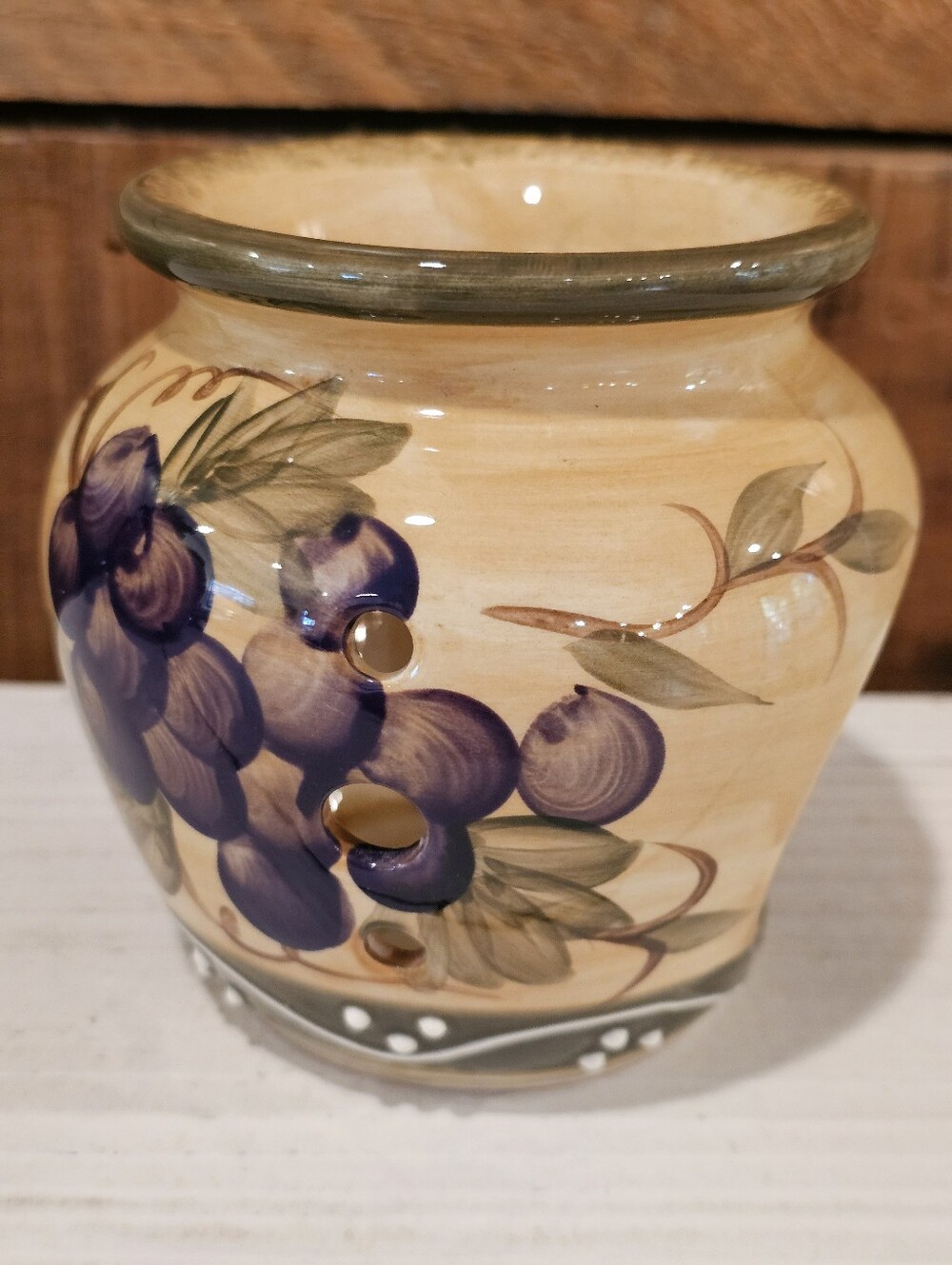 ๐ Vintage Casa Vero By ACK Hand-painted Ceramic Wax Tart Warmer In Fruit Motif - Picture 3 of 8